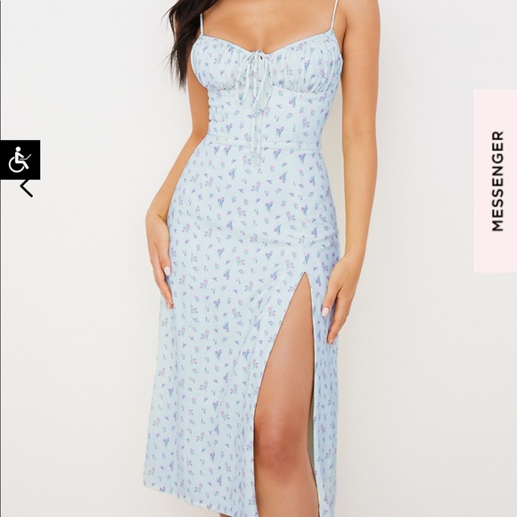 House of CB Dresses House Of Cb Carina Small Size Floral Blue Dress